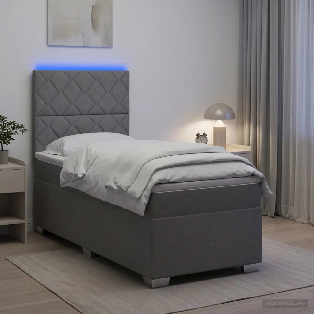 Letto box spring con materasso Grigio Chiaro 100 x 200 cm 3454810