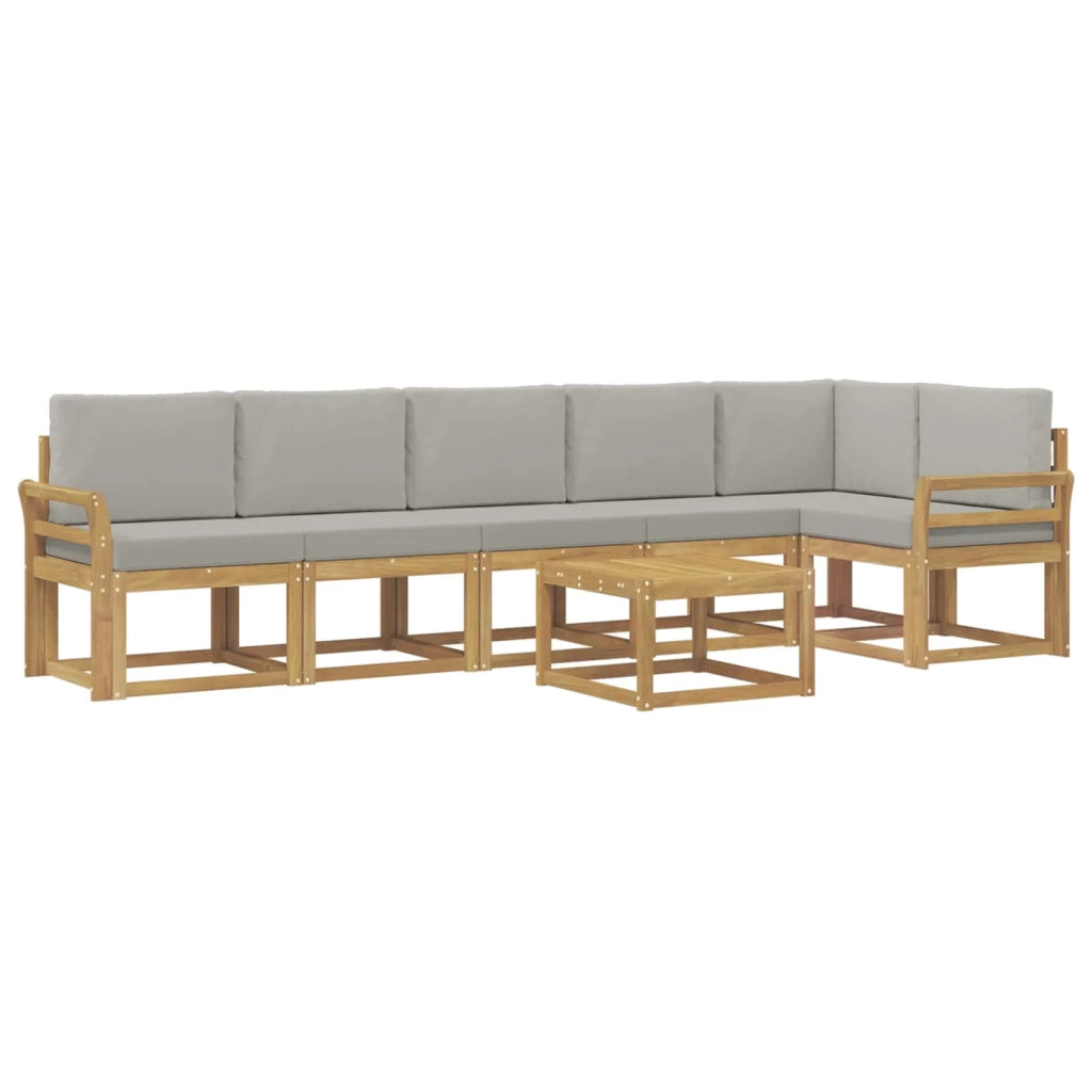 Set di divani da esterno 7 pz Bianco e Grigio Chiaro 3387735