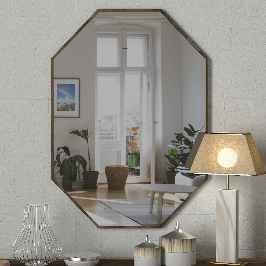 Specchio decorativo in legno "Lost" - 45 x 70 cm - Marrone