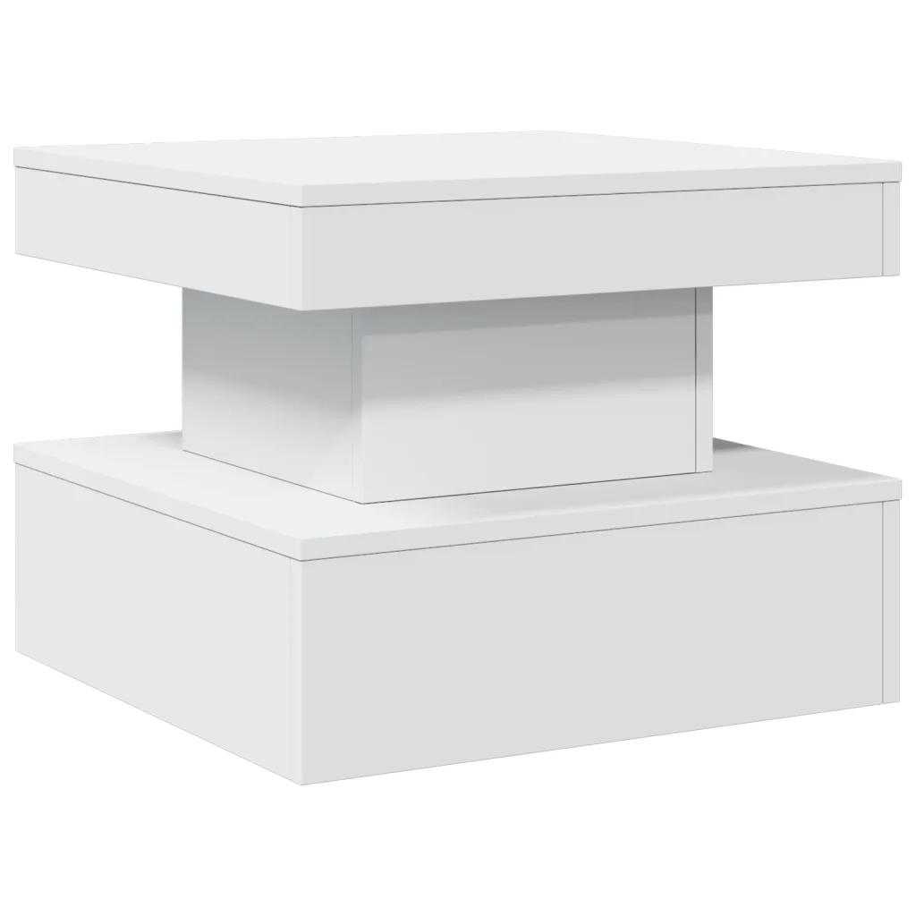 Tavolino da Salotto-Tavolino da soggiorno con Luci LED Bianco 50x50x40 cm 298658