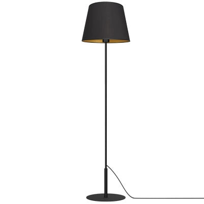 Lampada da terra Arden nera, interno oro, E27 15W Luminex