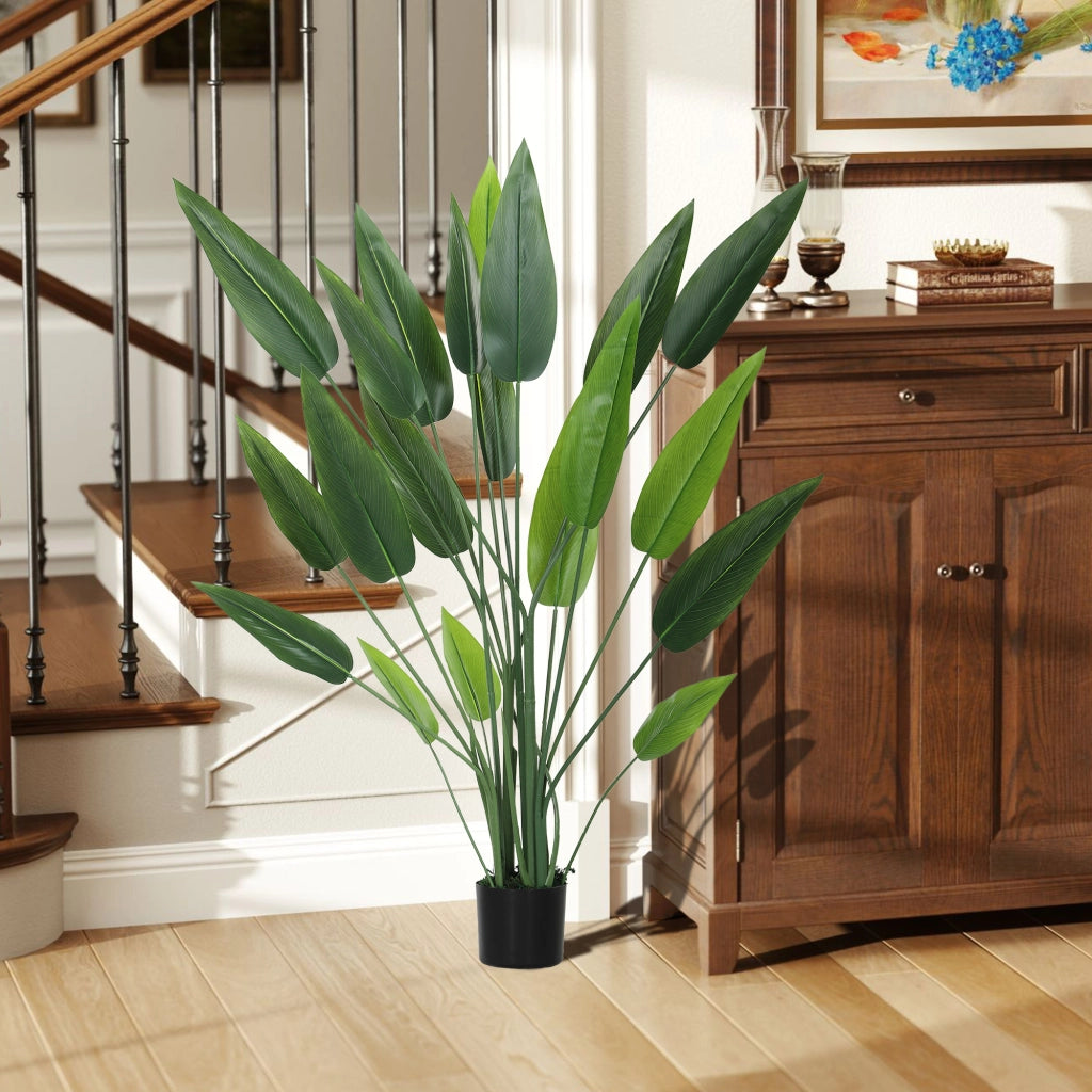 Pianta Artificiale Strelitzia da Interno ¨C zephmum ¨C Verde 140 cm con Vaso