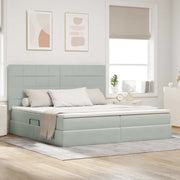 Letto con contenitore e LED Grigio chiaro 200 x 200 cm Velluto 3372687
