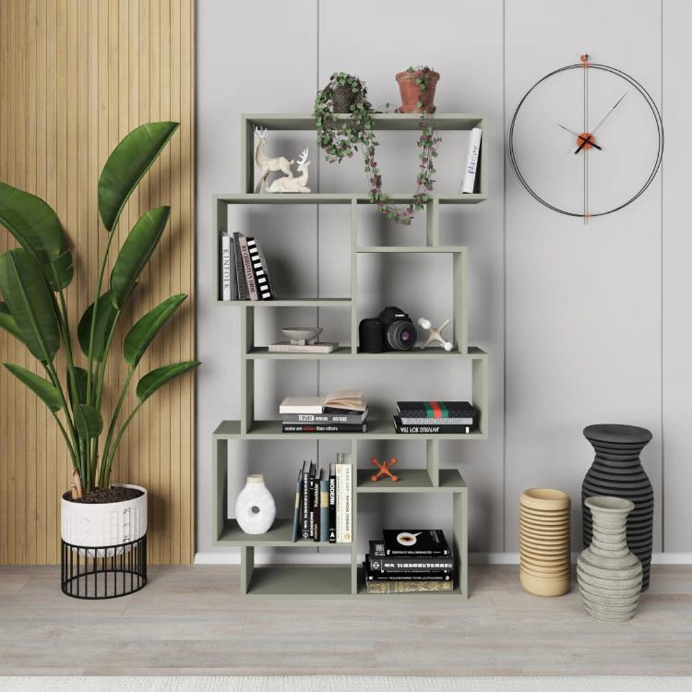 Libreria Design Moderna 168x96x25 cm Scaffale 8 Ripiani in MDF Verde
