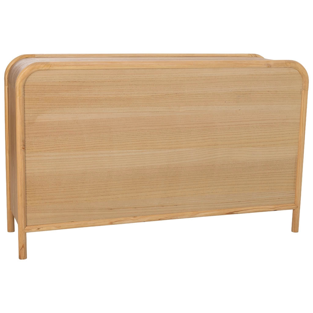 Credenza in legno e rattan marrone 130x39x80h cm