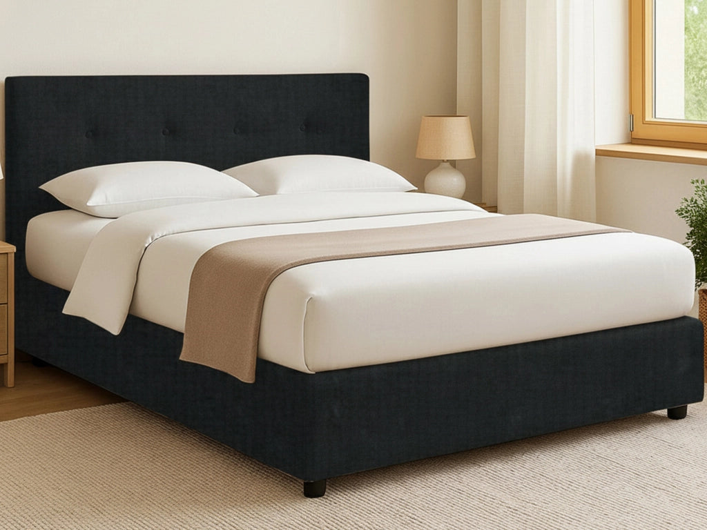 Oxford, Letto Matrimoniale Sfoderabile Made in Italy, Grigio Scuro