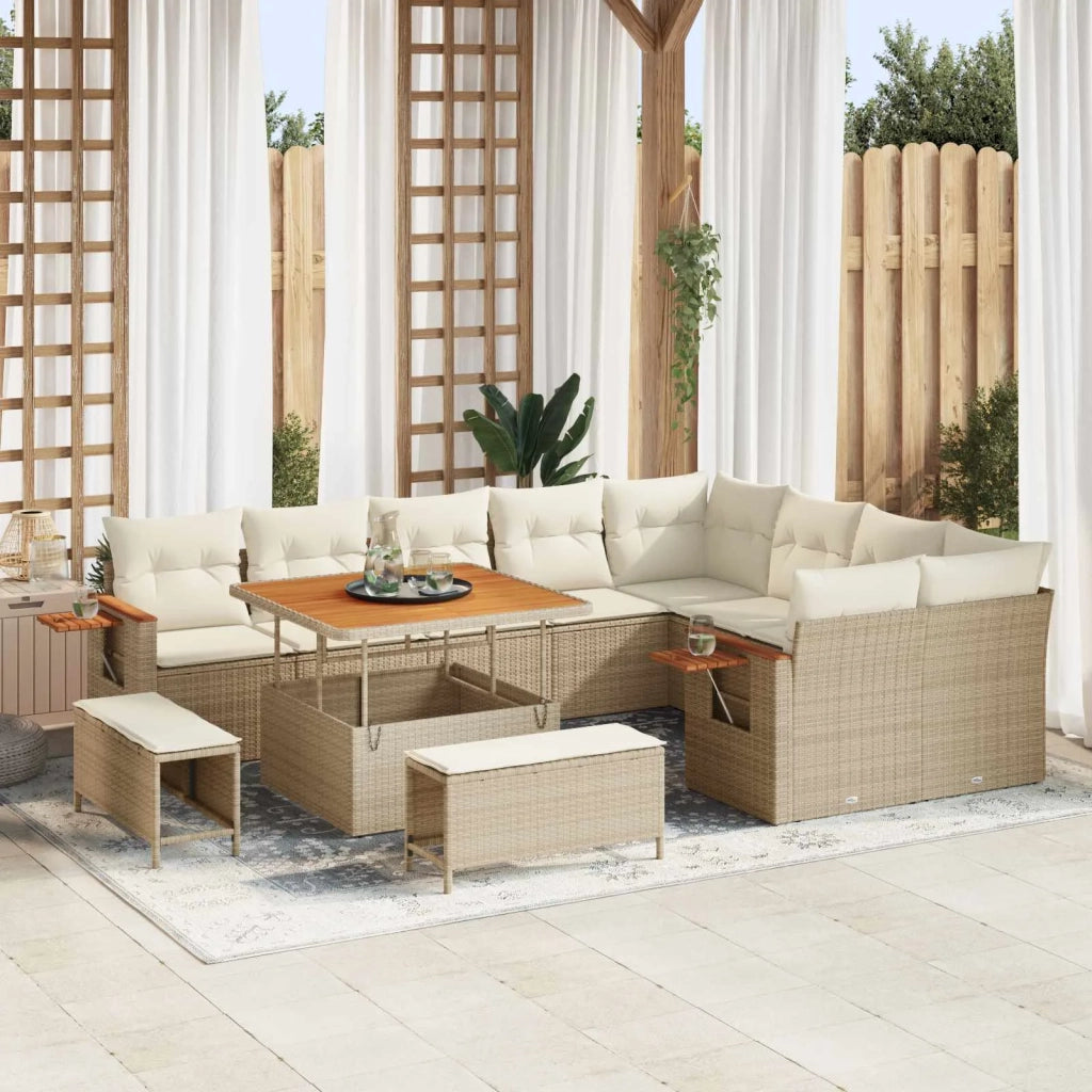 Set Divano da Giardino 12 pcs Beige polyrattan 3363076
