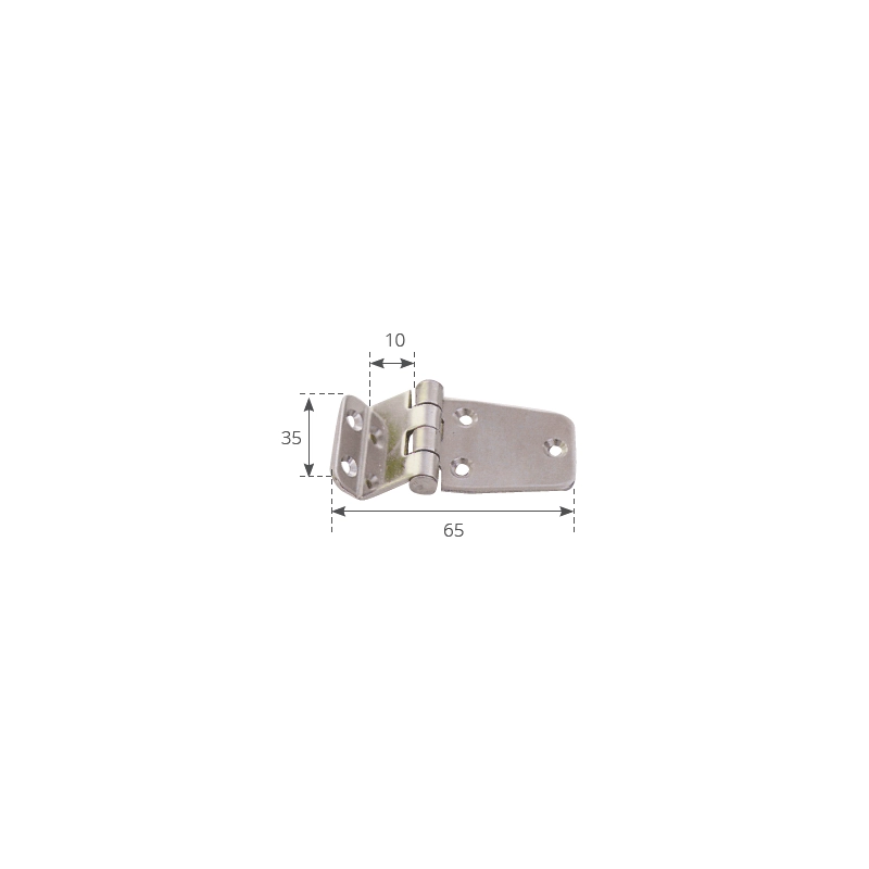 CERNIERA INOX A SQUADRA MM.53X37 OFFSET S.S. HINGE MM.65X35