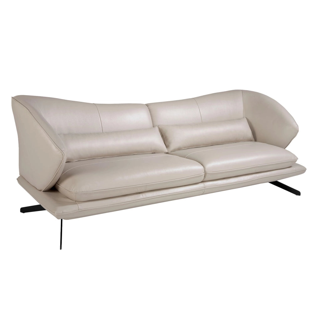 Divano a 3 posti in pelle grigio taupe
