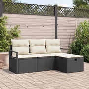 Set di divani con cuscino 4 pcs Nero e Crema polyrattan 3359146
