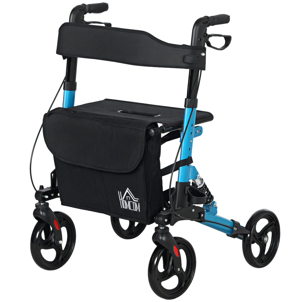 Deambulatore Pieghevole con Sedile e Ruote ¨C Minimal ¨C Altezza Regolabile, Blu e Nero