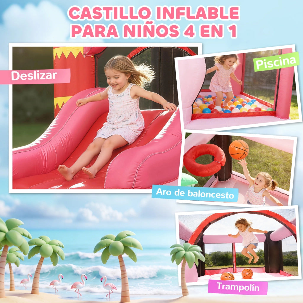 Letto gonfiabile per bambini con scivolo e piscina di palline ¨C zephmum ¨C 255x230x196cm