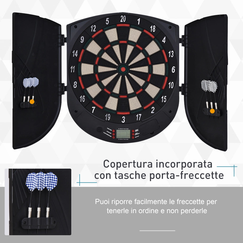 Bersaglio Freccette Elettronico per 8 Giocatori con 6 Freccette, Schermo LCD, 2 Porte e 26 Modalit¨¤ di Gioco