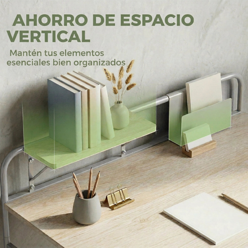 Scrivania Moderna con Scaffale e Struttura Metallo ¨C zephmum ¨C 98x48x88,5 cm Roble