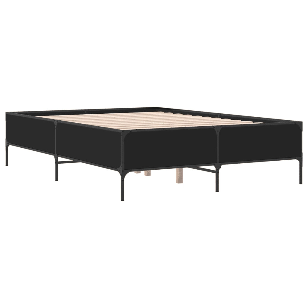 Giroletto-Struttura Letto Nero 135x190 cm in Legno Multistrato e Metallo 660962