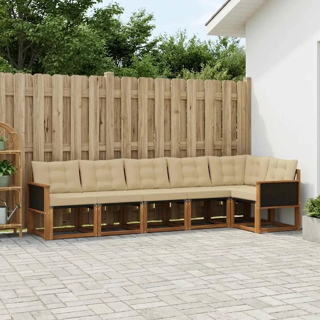 Set di divani da esterno con cuscino 6 pcs Naturale e Beige 3381977