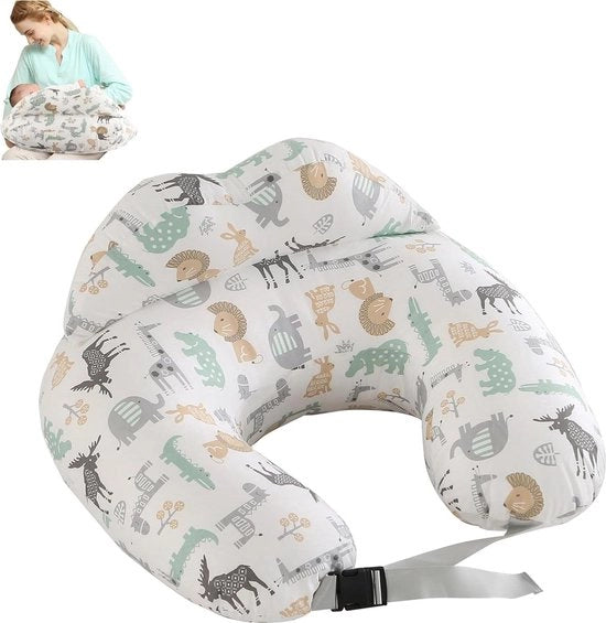 Cuscino per l'allattamento - Cuscino multifunzionale a forma di U - 100% cotone - Cuscini da latte lavabili