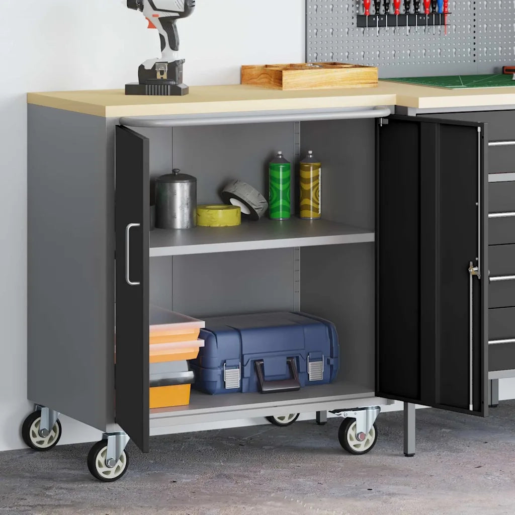 Banco da lavoro con lo scaffale Nero e Grigio 75 x 45 x 85 cm 4103485