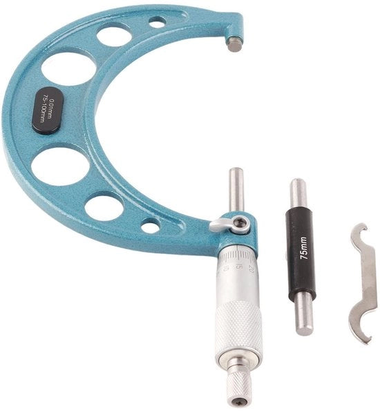 Micrometro esterno con precisione 0,01 mm - Cerniera a vite - Scatola in plastica - Precisazione - Acciaio inossidabile - Materiale di alta qualità - Micrometro