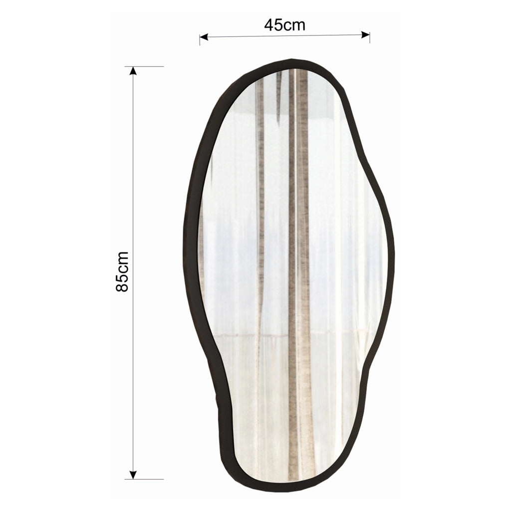 Canepina, Specchio Forma Ovale, 45x85h cm Nero