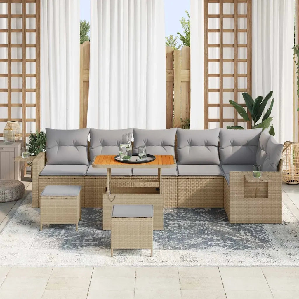 Set Divano da Giardino 9 pcs Beige polyrattan 3361767