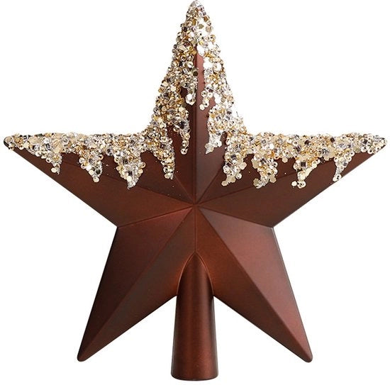 Decorazione di Natale, decorazione di Natale per una festa - albero di legno marrone con stella al vertice (adatto per alberi di 120-240 cm di altezza)
