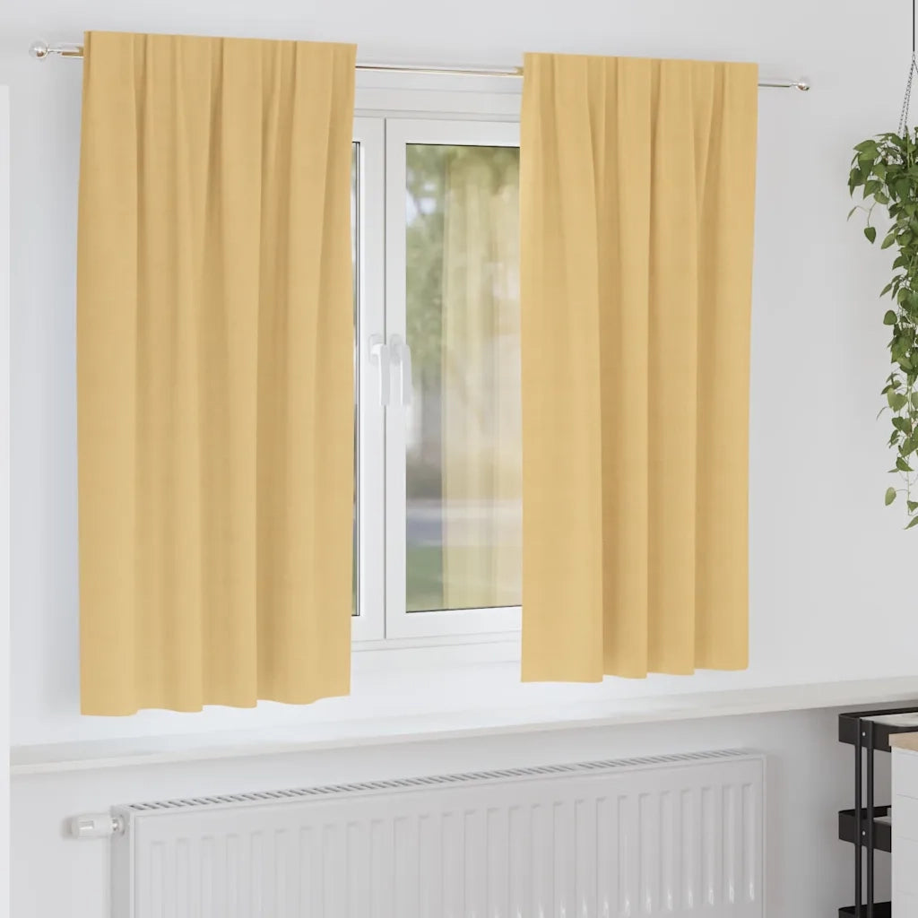 Tende Blackout con Anelli 2 pcs Beige 175 x 140 cm Poliestere 4107424