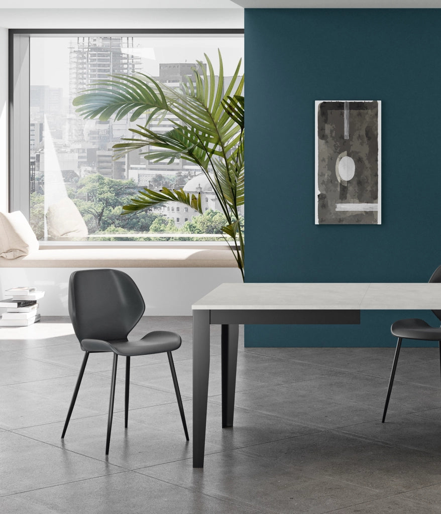 Sedia da pranzo Diana con seduta in soft-touch petrolio e gambe in metallo nero, design vintage moderno - Sedia living di alta qualità