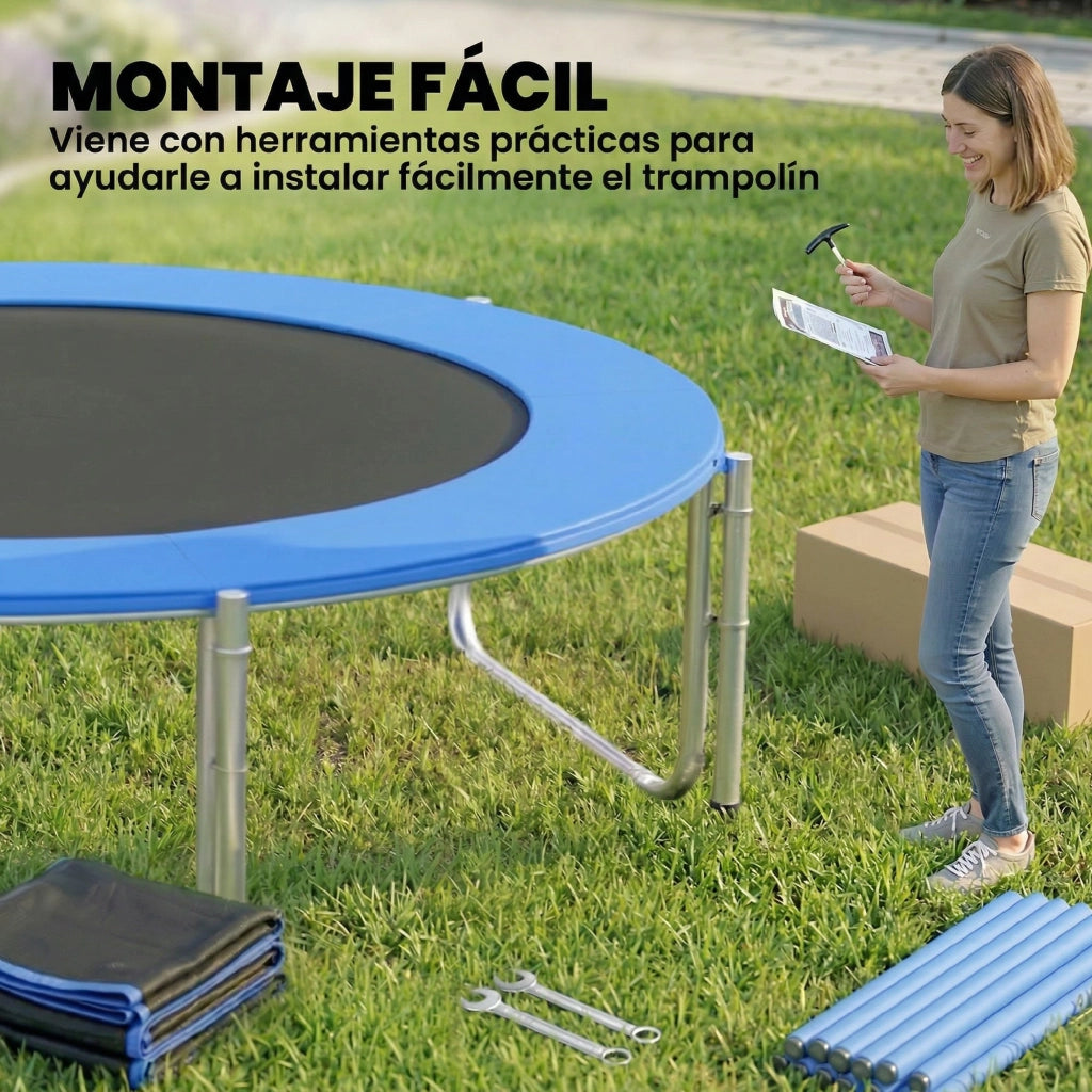 Trampolino Elastico ?366 cm ¨C Xylo ¨C Con Rete di Sicurezza Scala e Protezione Molle Blu