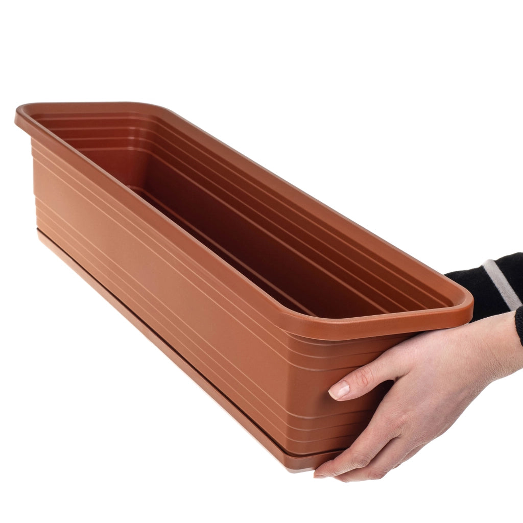 Vaso da fiori per balcone KADAX, 60 cm + sottovaso rosso mattone