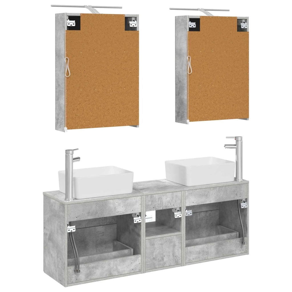 Set di mobili per il bagno 5 pz Grigio Cemento 3406834