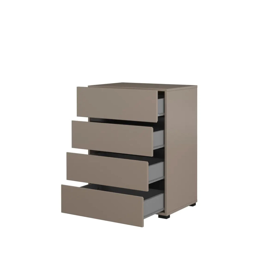 Piccolo buffet HAVANA – 4 cassetti – Beige e nero – Aspetto moderno e accogliente