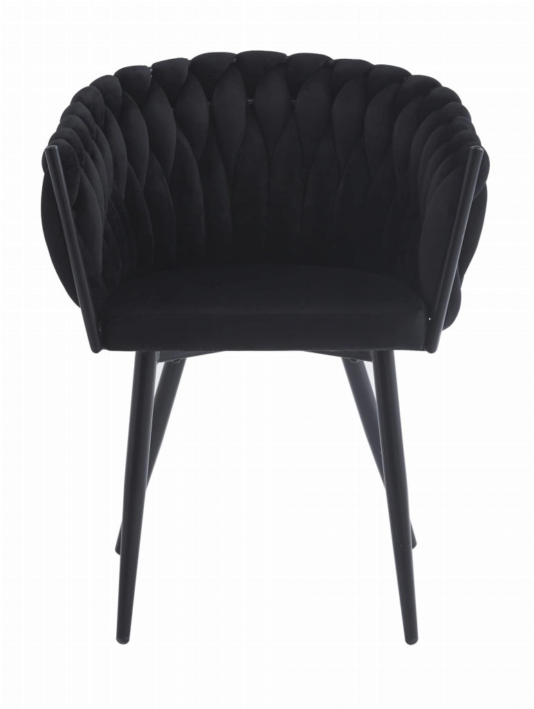 Sedia trapuntata in velluto nero Valora MAYAN x 1 | stile moderno