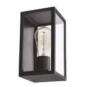 Applique esterna Hoya nera rettangolare vetro E27 IP44