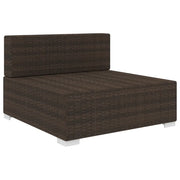 Seduta Centrale Modulare con Cuscini in Polyrattan Marrone 48288