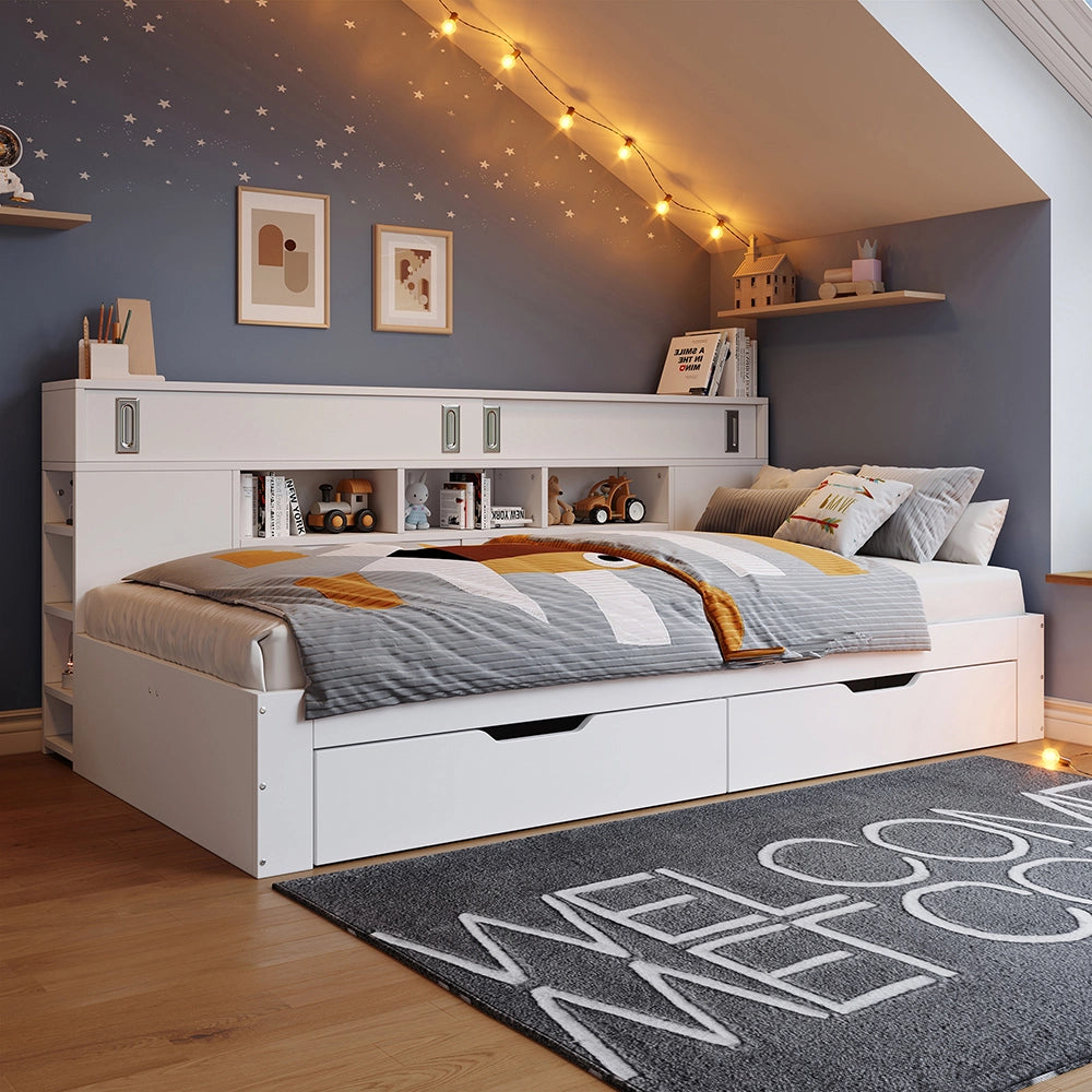 Letto bambini - Xylo - 90x200 cm contenitore bianco