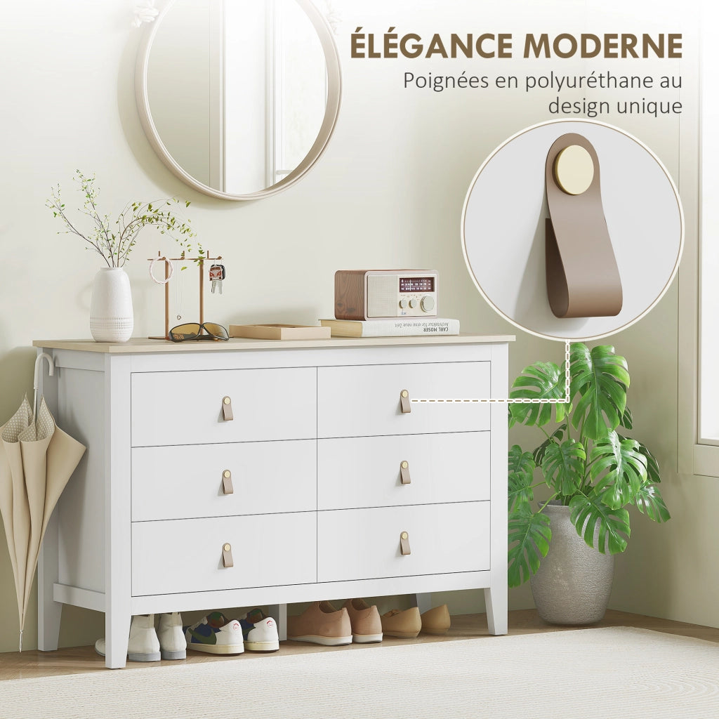 Cassettiera Moderna 6 Cassetti ¨C Zephmum ¨C Bianco 120x40x78