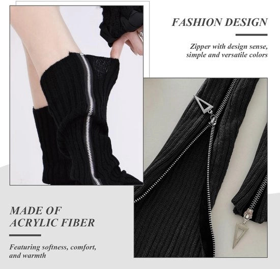 1 coppia di calzettoni per gambe neri, calzettoni per gambe lunghi, calzettoni per gambe a maglia, accessori per abbigliamento, calzettoni per gambe caldi, calzettoni per gambe da donna invernali, Nero, M