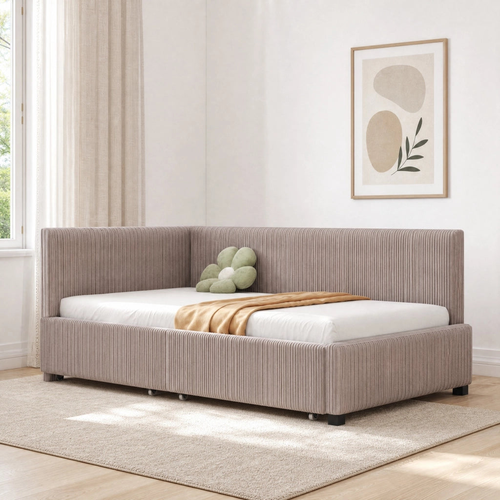 LETTO Divano letto 90x200 cm Grigio con 2 cassetti e rete a doghe