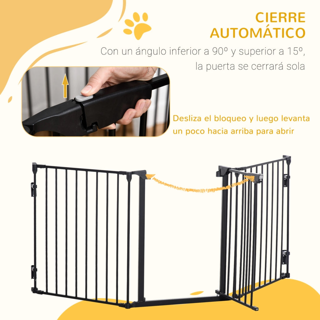 Barriera per Cani Pieghevole 3 Pannelli ¨C Minimal ¨C Nero 180x74,5 cm