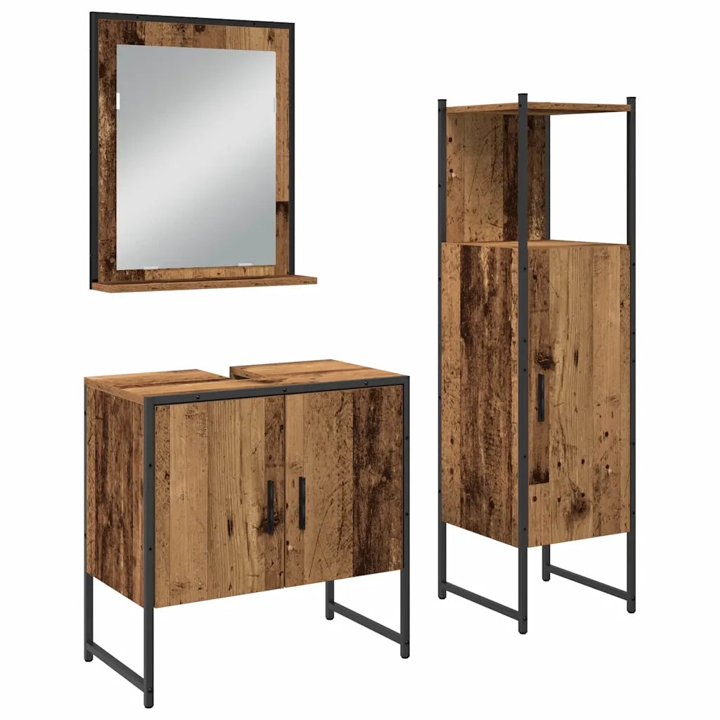 Set di mobili per il bagno 3 pcs Marrone Legno multistrato 3334357