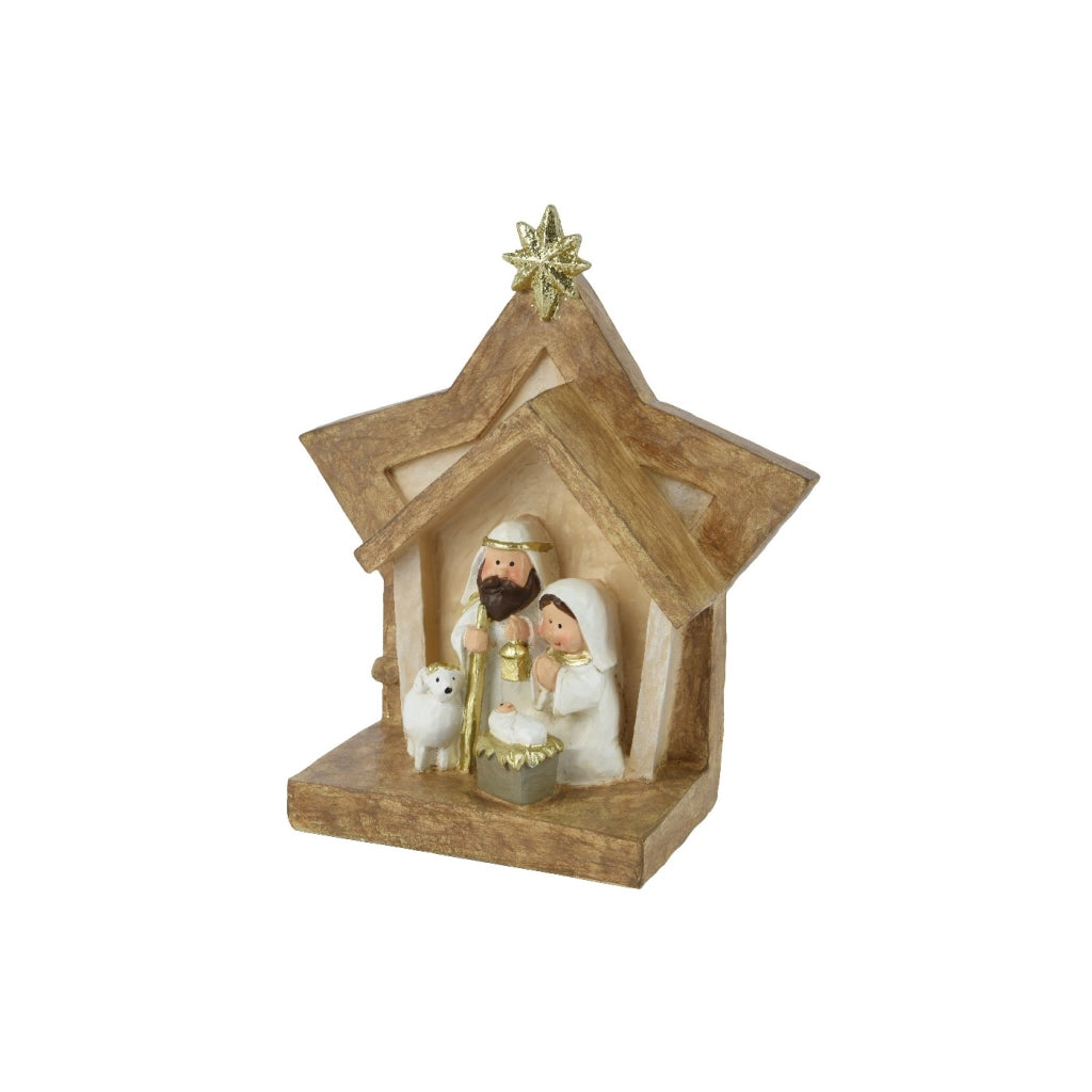 Set Natività c/capanna stella 6,5x14x15,5cm
