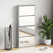 Scarpiera con Specchio a 4 Livelli-Mobile con specchio Grigio Sonoma 63x17x134 cm