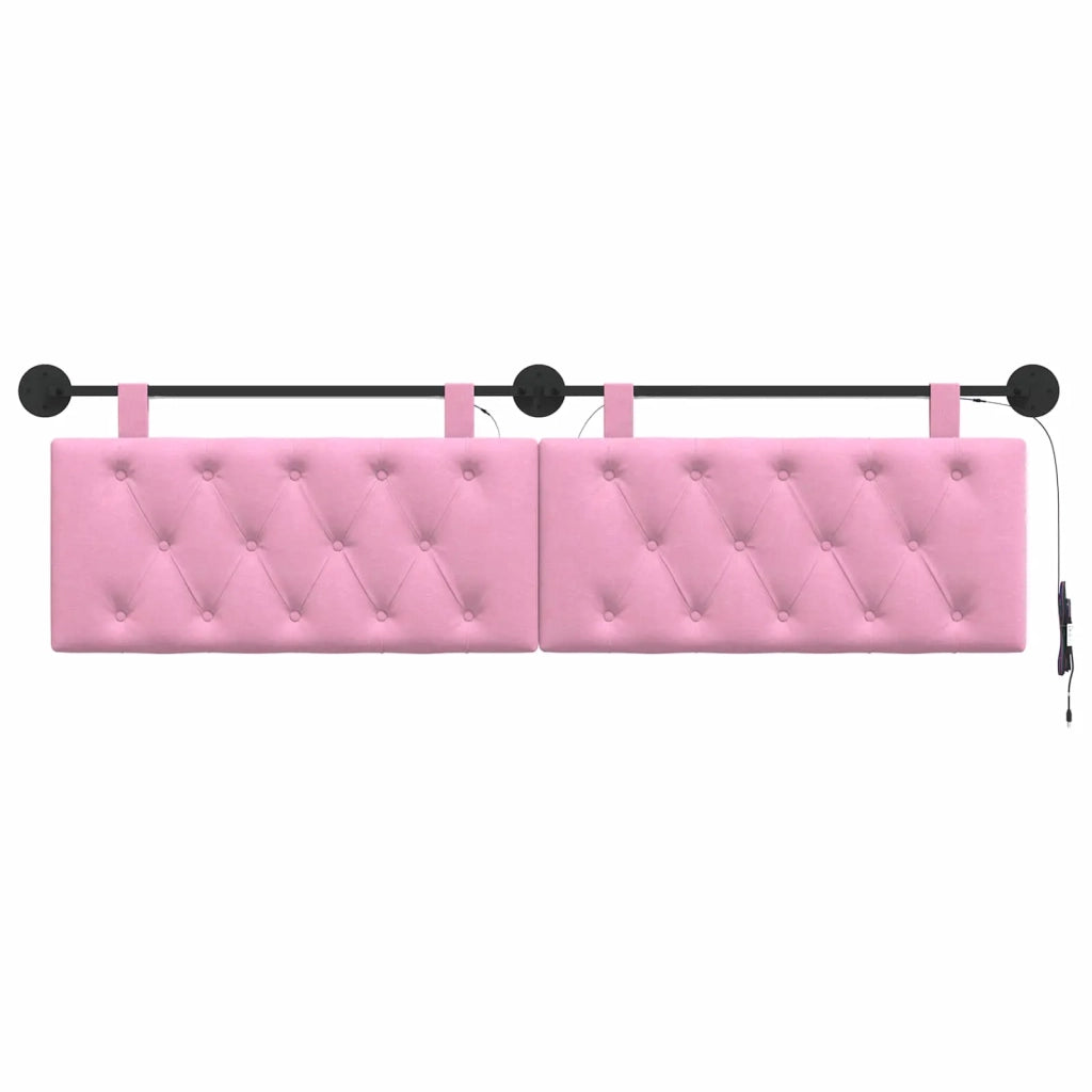 Testiera sospesa Con luce LED Rosa Tessuto 3424691