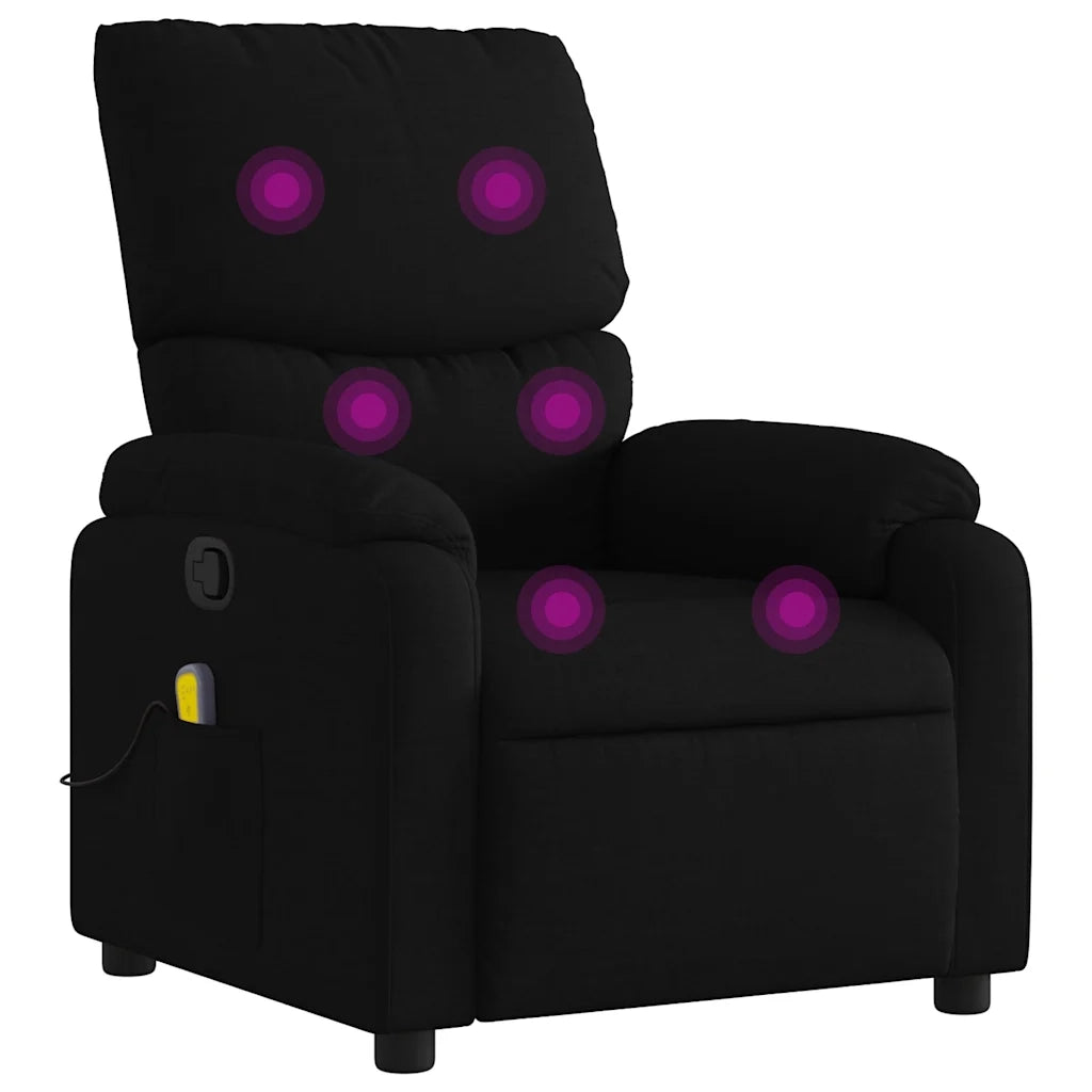 Poltrona Massaggiante | Sedia Relax Reclinabile Nera in Tessuto