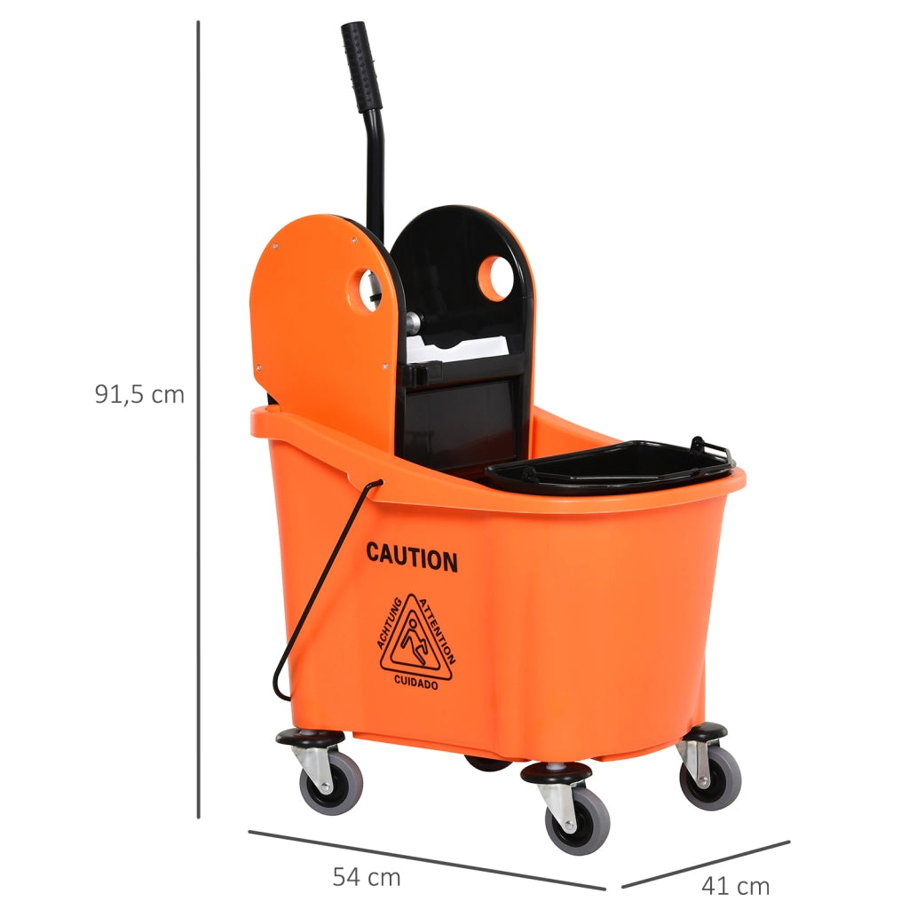 Carrello Lavapavimenti con Secchi e Strizzatore ¨C Minimal ¨C Arancione e Nero, 36L