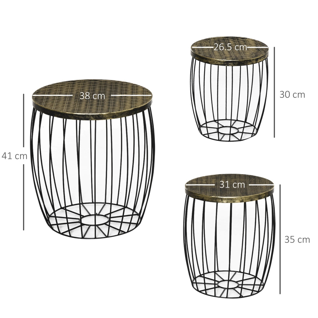 Set Tavolini Impilabili da Giardino ¨C Minimal ¨C Nero Bronzo Metallo