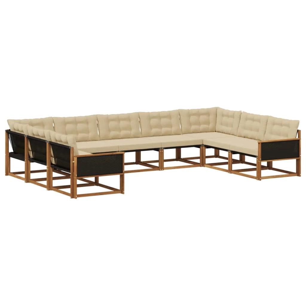 Set di divani da esterno con cuscino 9 pcs Naturale e Beige 3381673