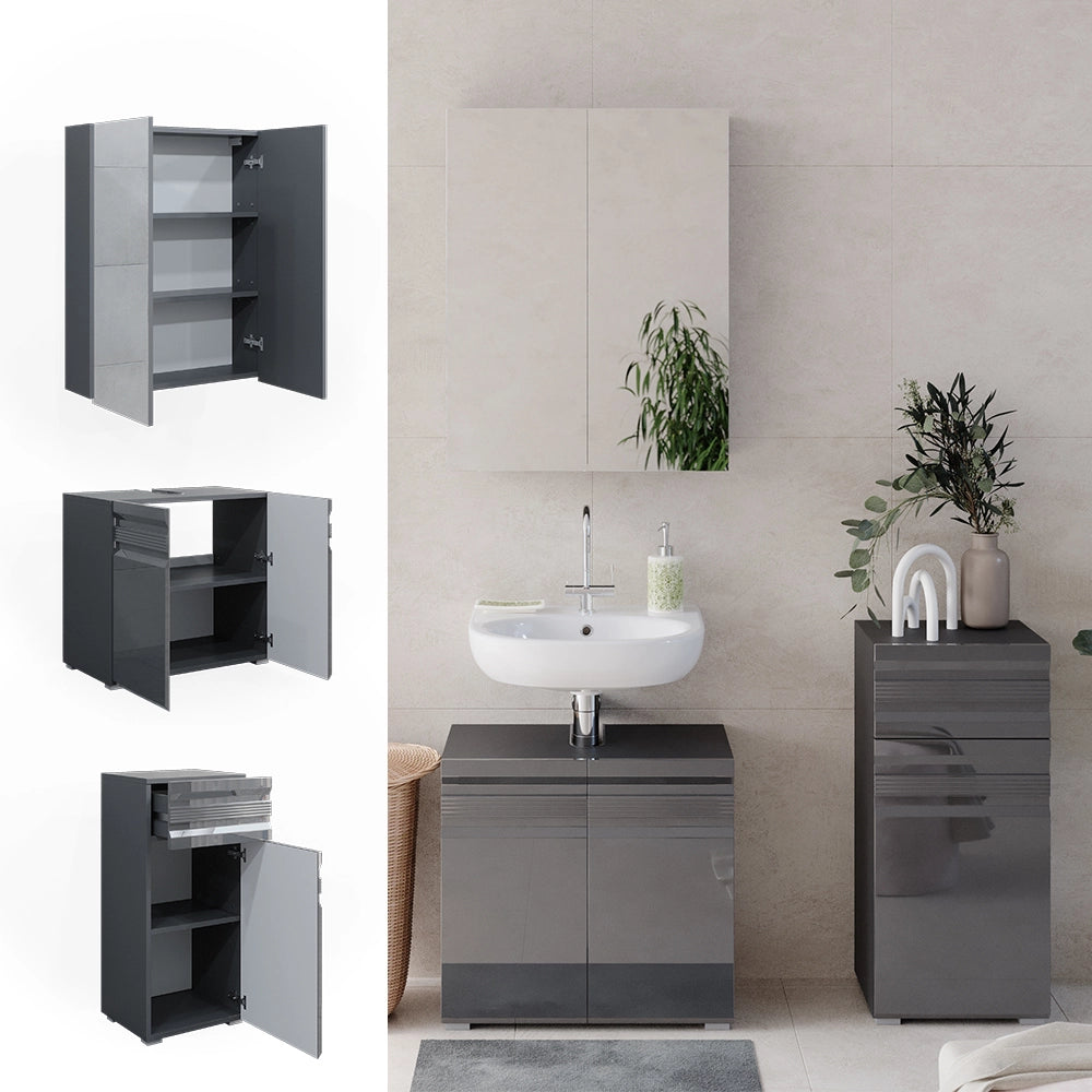 Vicco Set mobili bagno Antracite lucido 3 parti