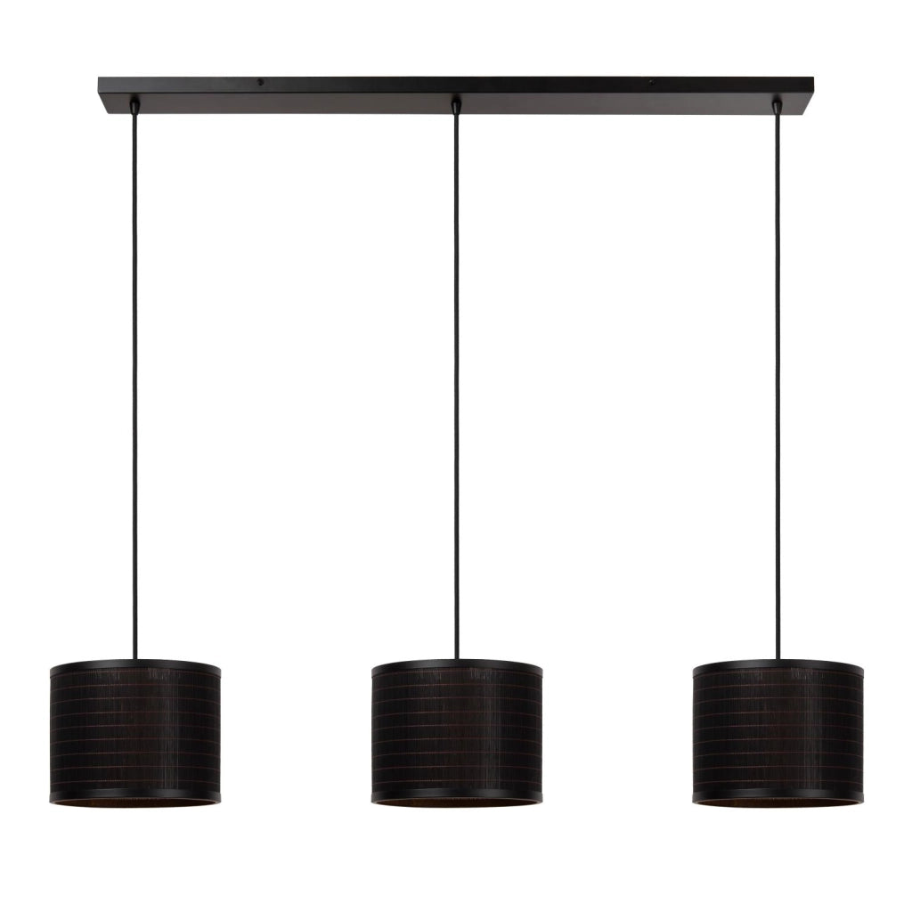 Lampada sospesa TAGALOG 3 luci E27 rattan nera Lucide
